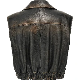 Brown Lamb Leather Sleeveless Jacket