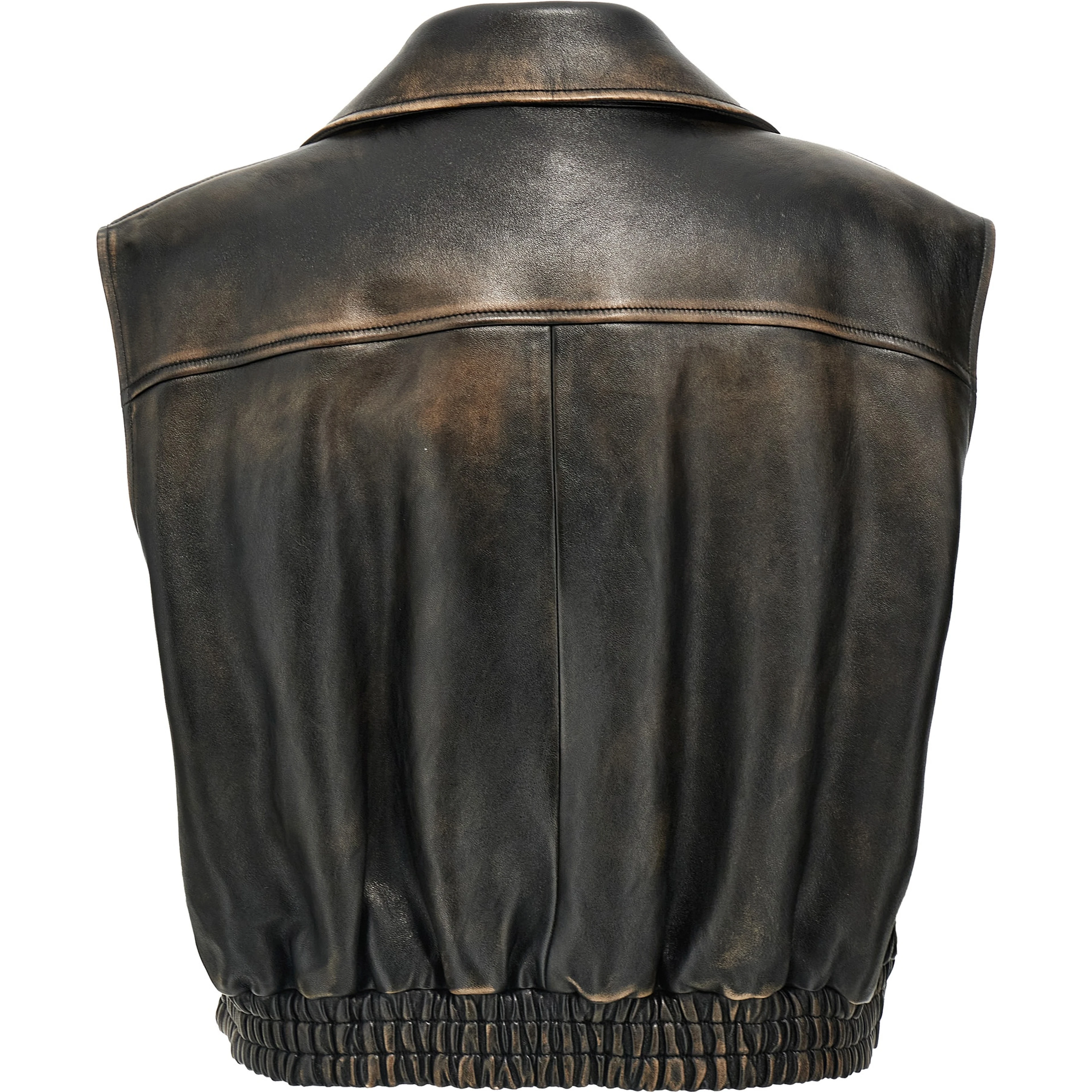 Brown Lamb Leather Sleeveless Jacket