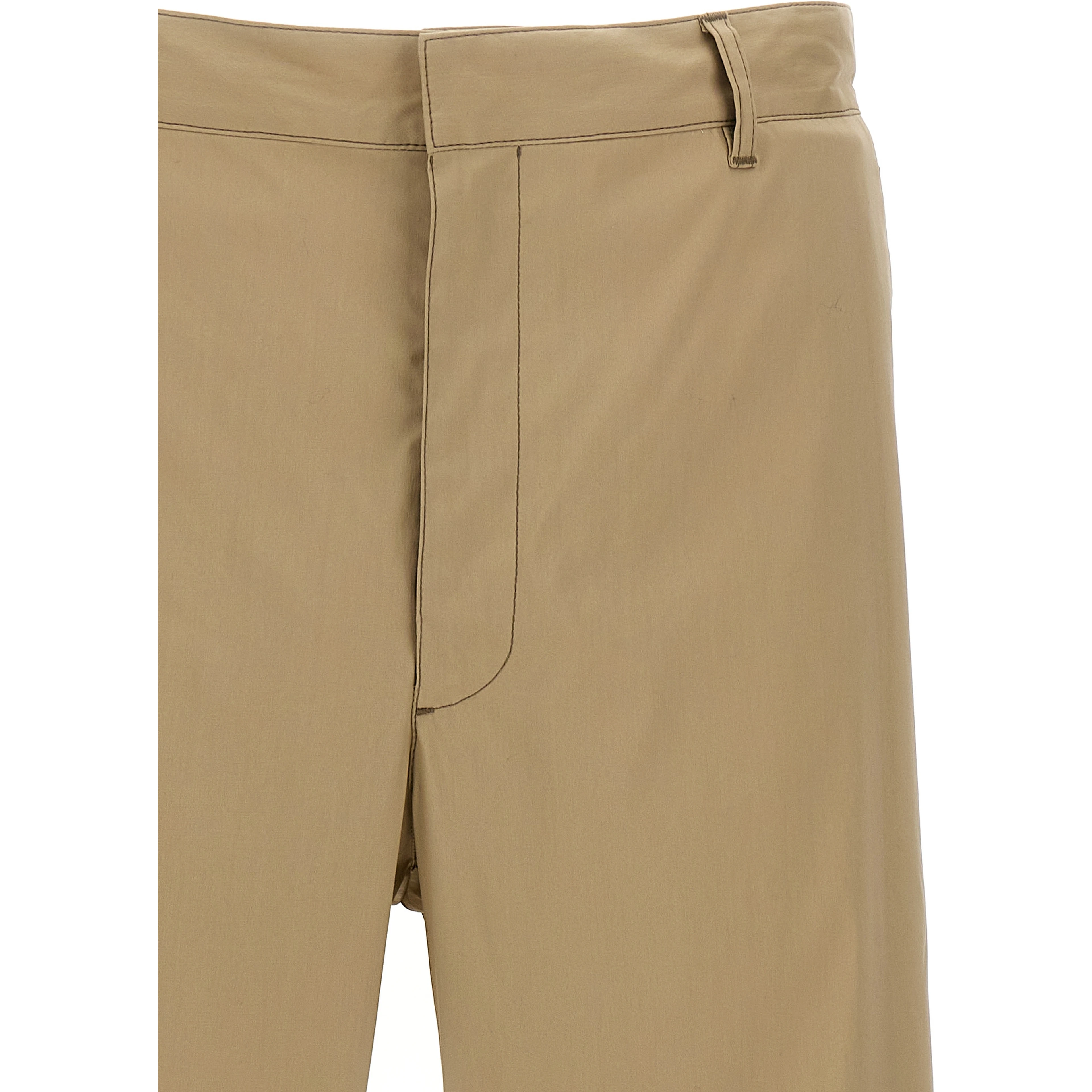 Beige Cotton Casual Pants