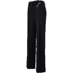 Blue Wool Casual Pants