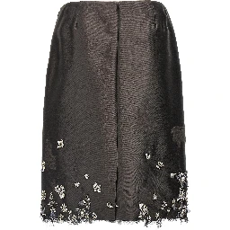 Gray Silk Midi Skirt