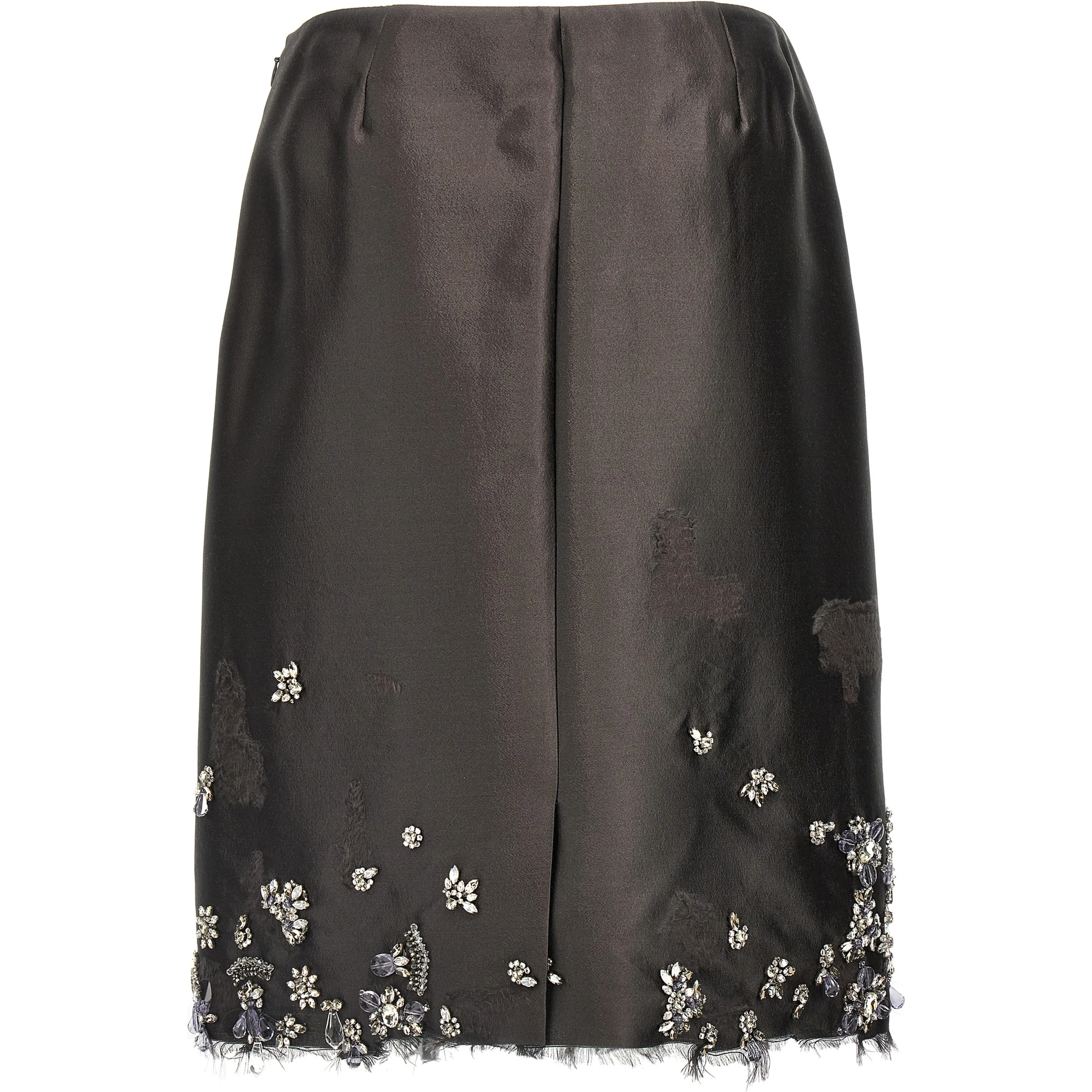 Gray Silk Midi Skirt