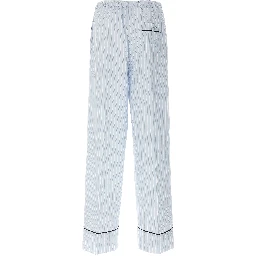 Blue Cotton Casual Pants