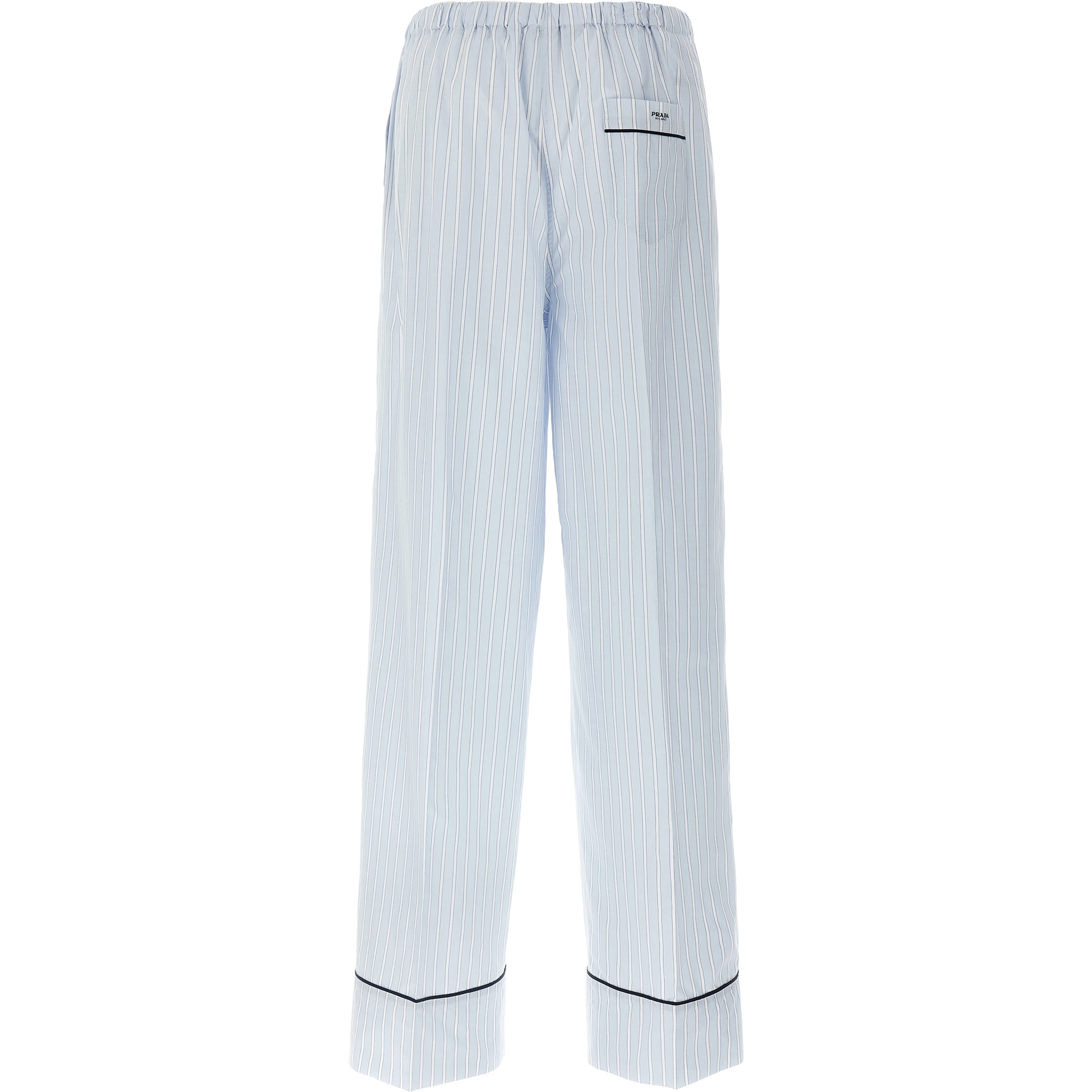 Blue Cotton Casual Pants