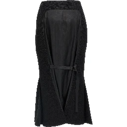 Black Virgin Wool Midi Skirt