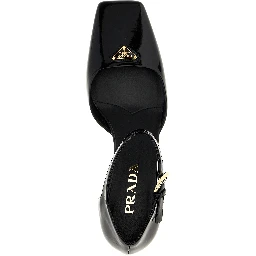 Black Cowhide Mid Heel Pumps