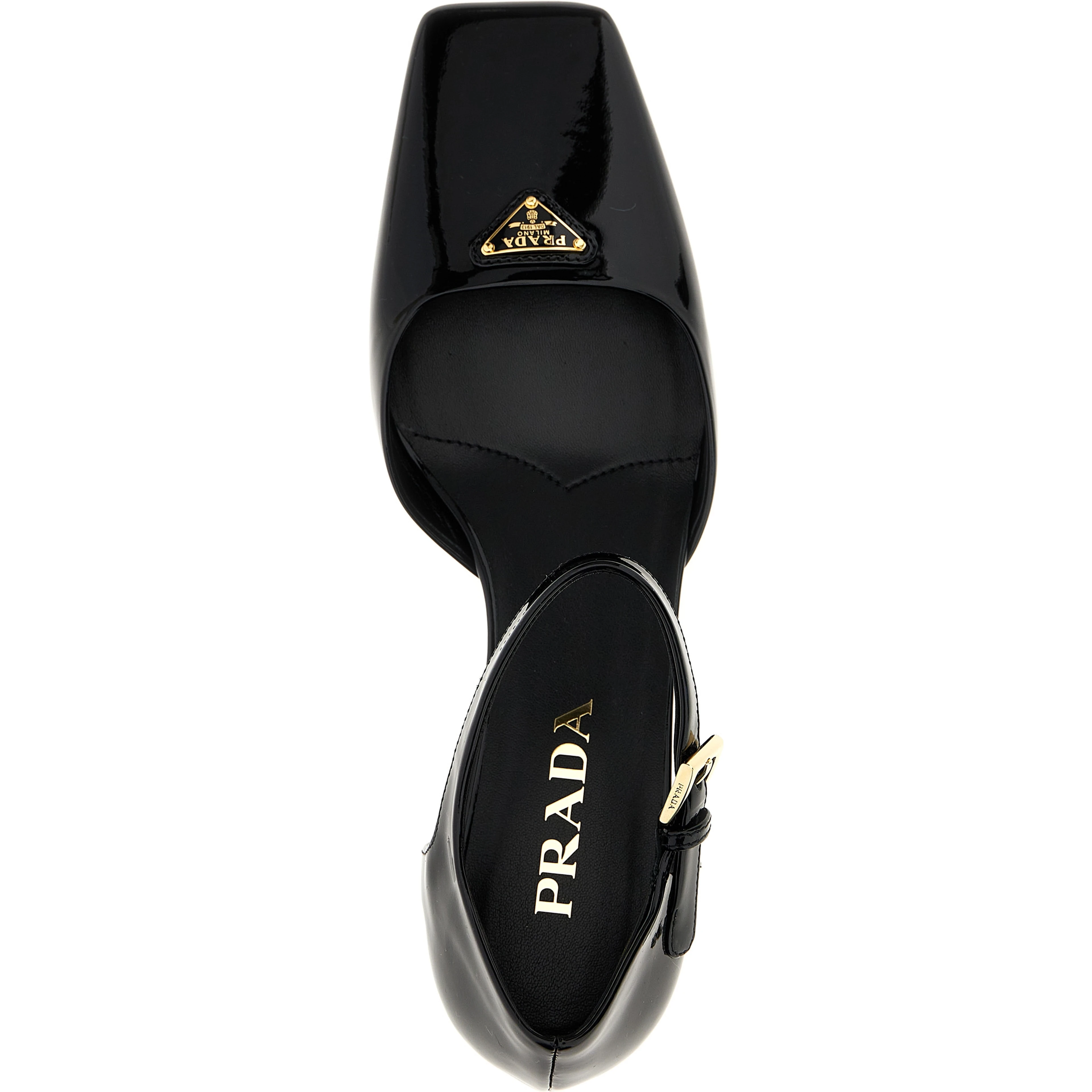 Black Cowhide Mid Heel Pumps