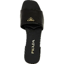 Black Lamb Leather Slides