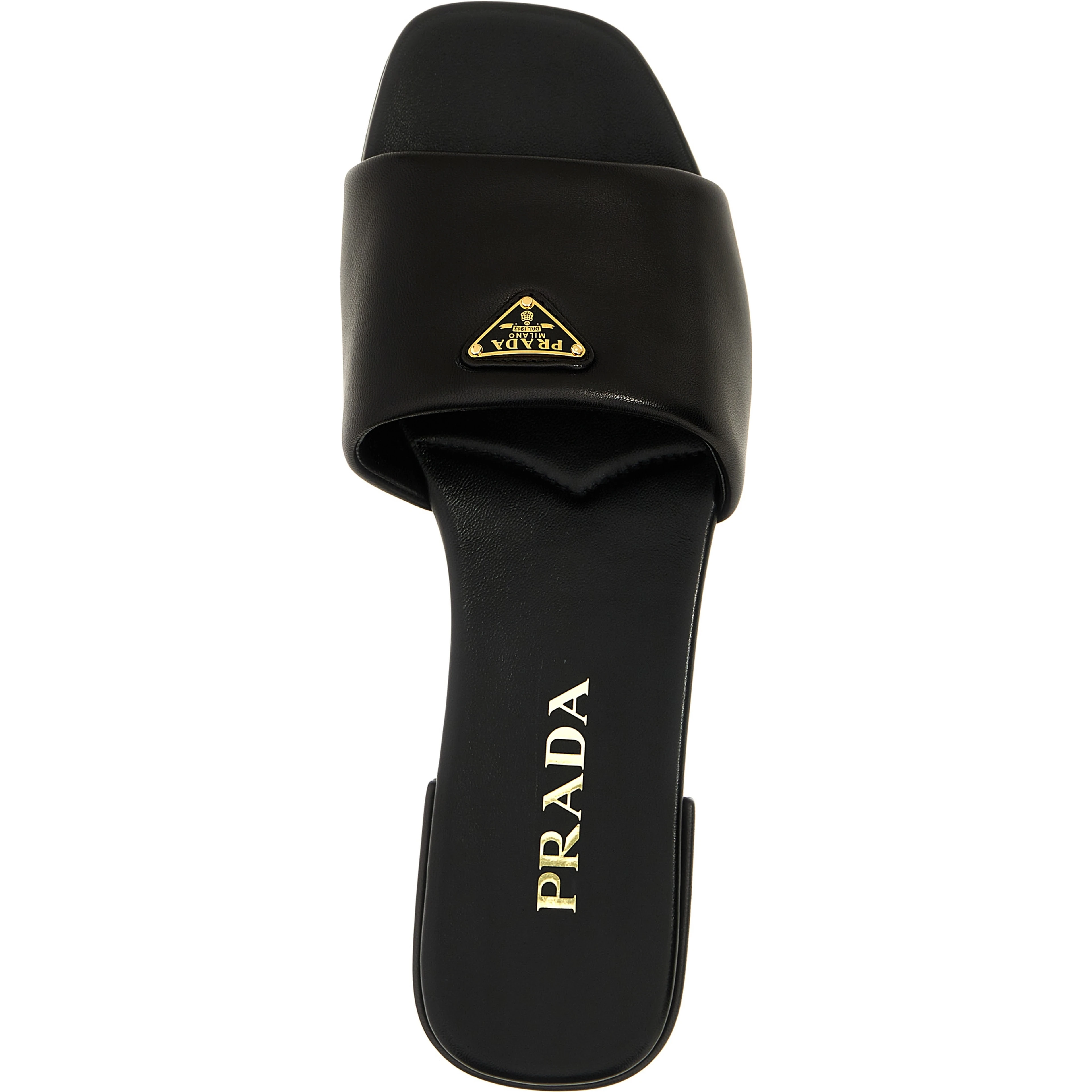 Black Lamb Leather Slides