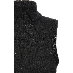 Black Cashmere Sleeveless Jacket