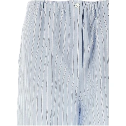 Blue Cotton Casual Pants