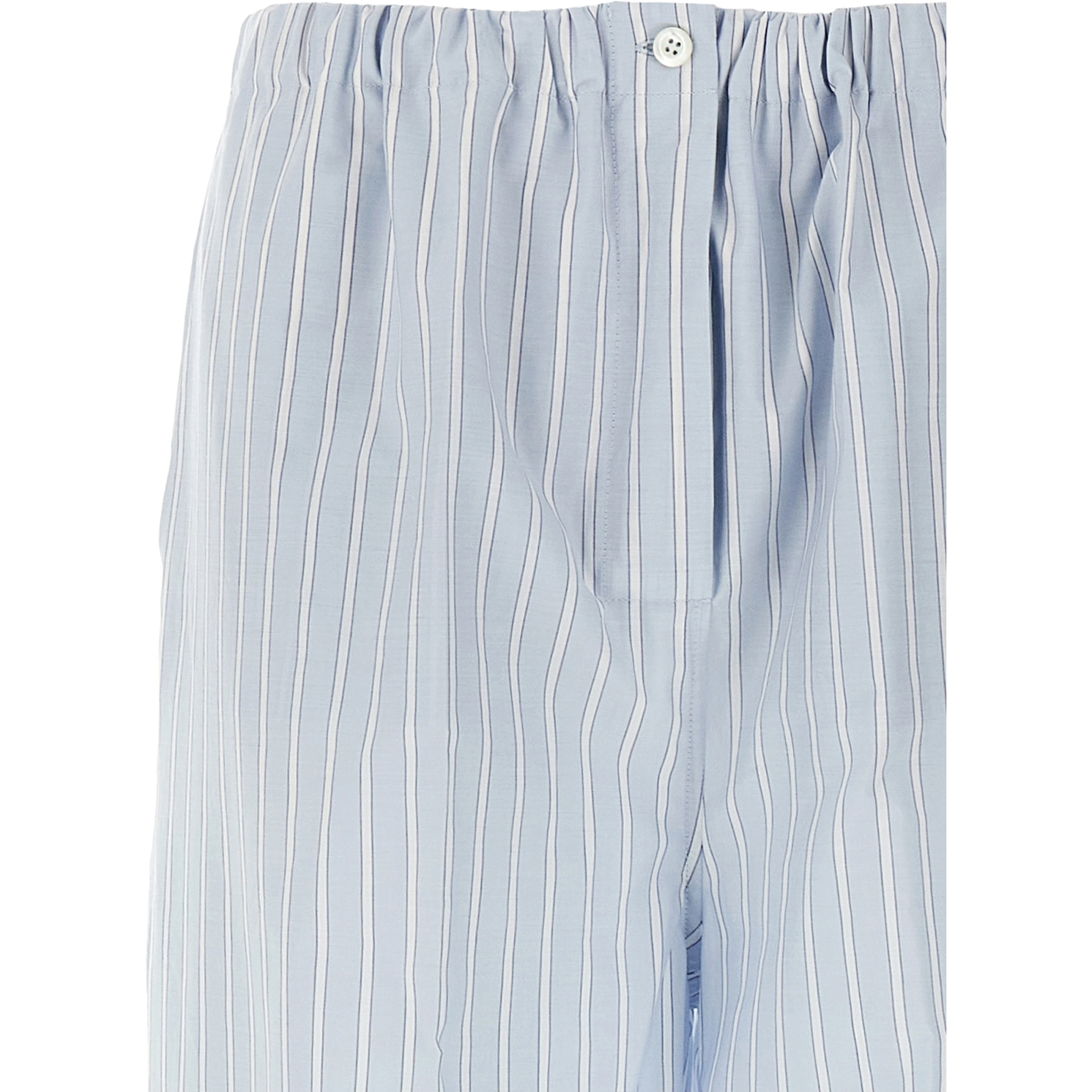 Blue Cotton Casual Pants