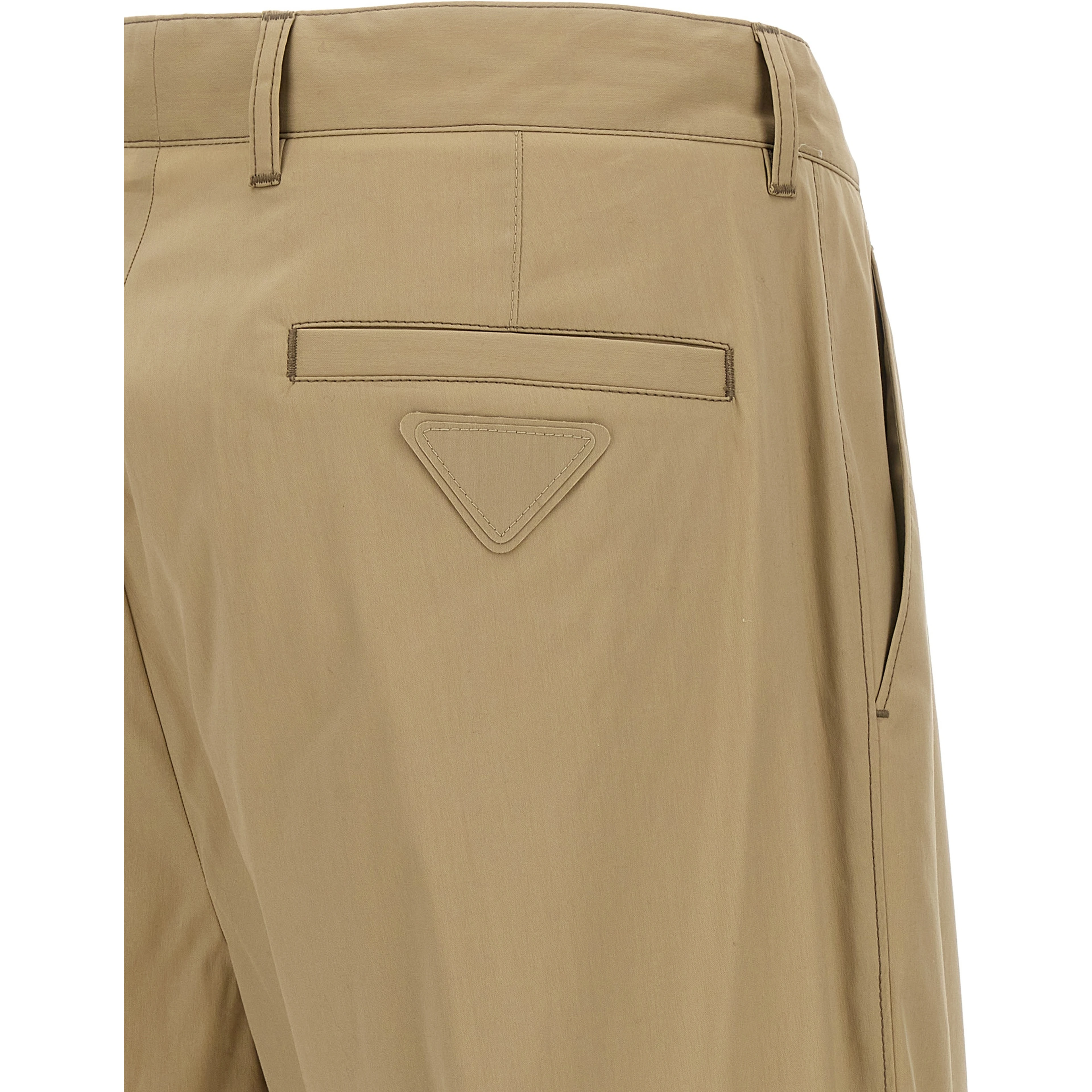 Beige Cotton Casual Pants