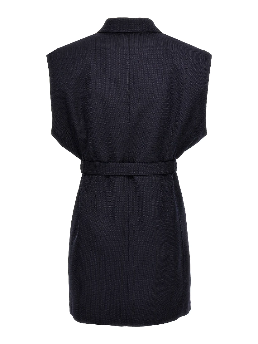 Blue Virgin Wool Sleeveless Jacket
