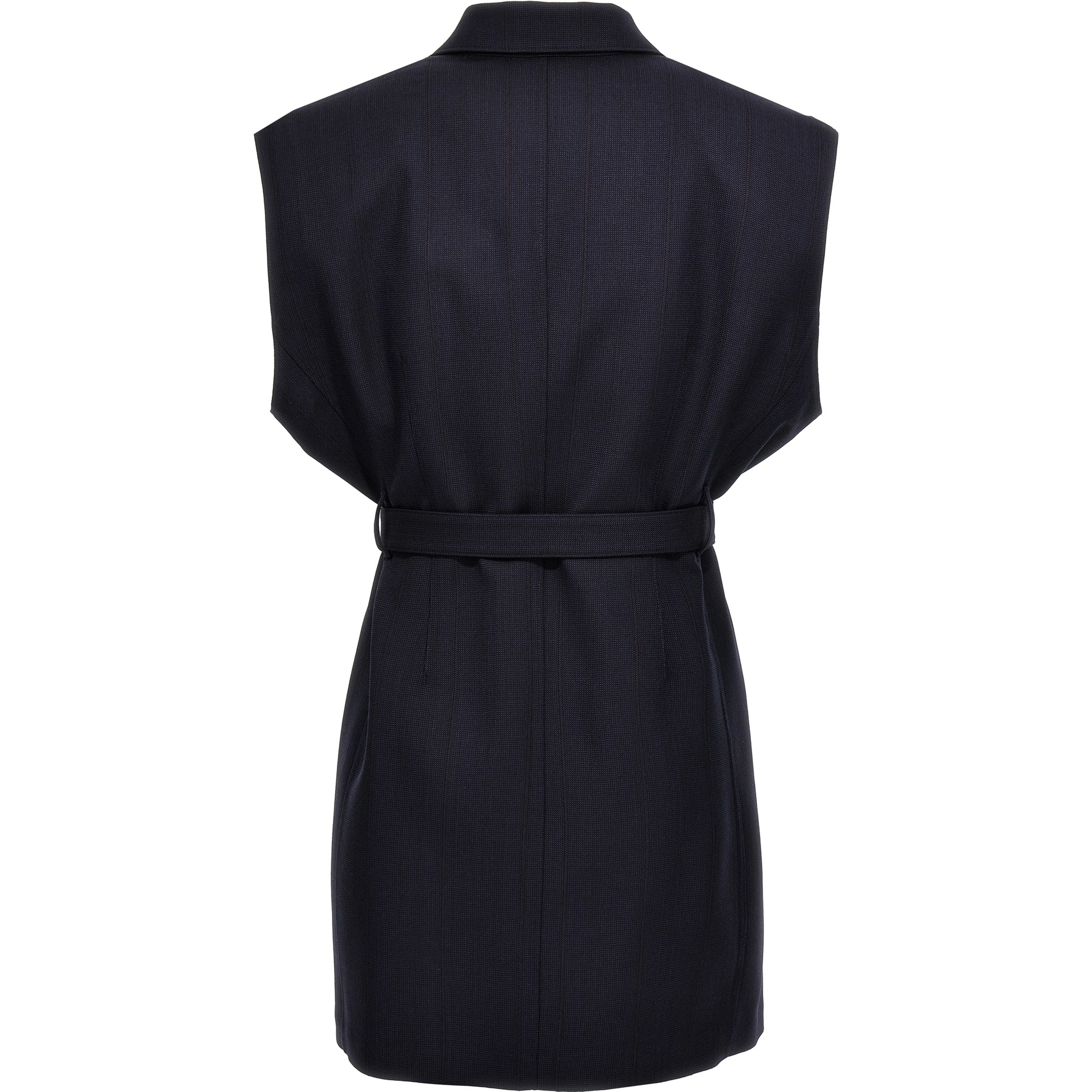Blue Virgin Wool Sleeveless Jacket