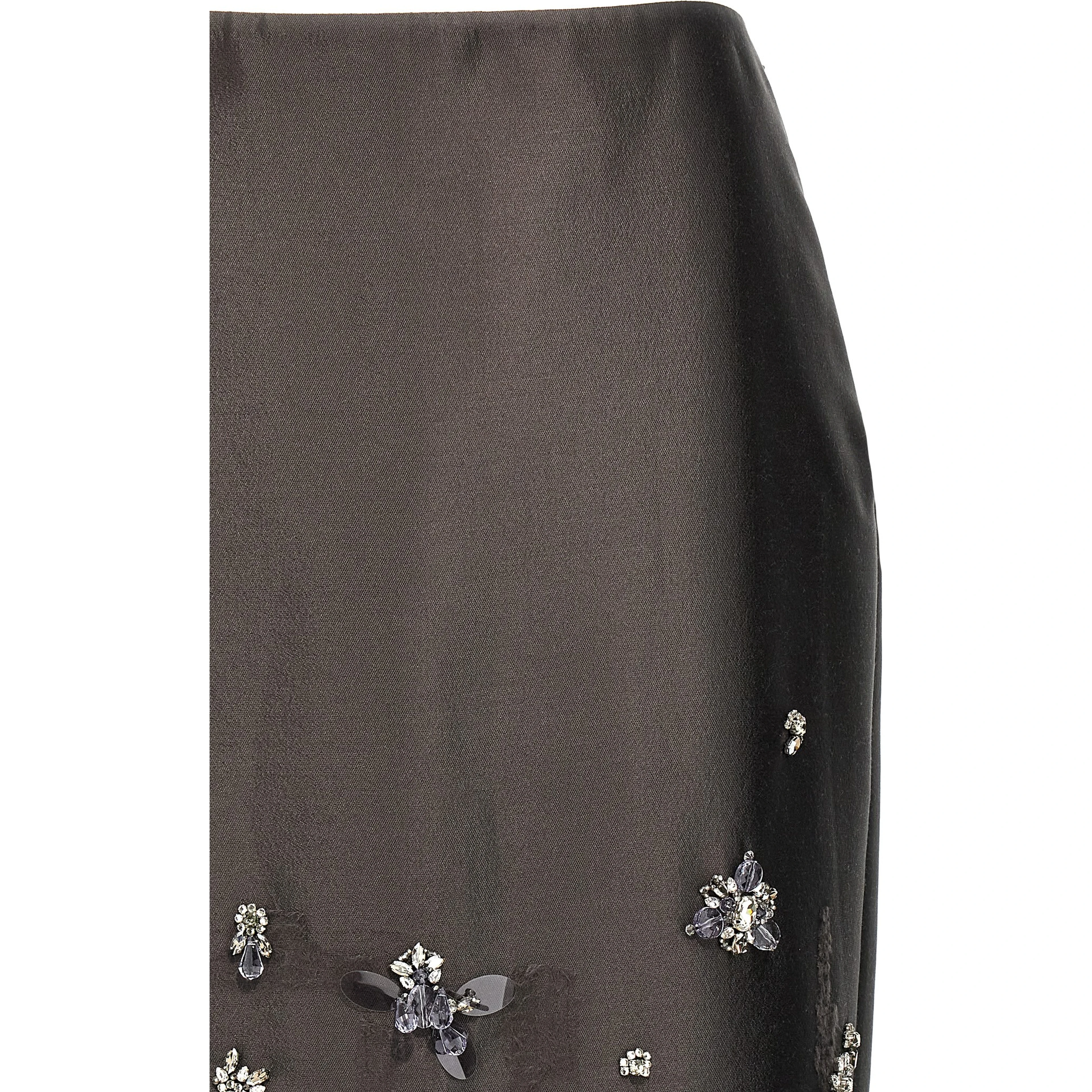 Gray Silk Midi Skirt