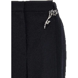 Blue Wool Casual Pants
