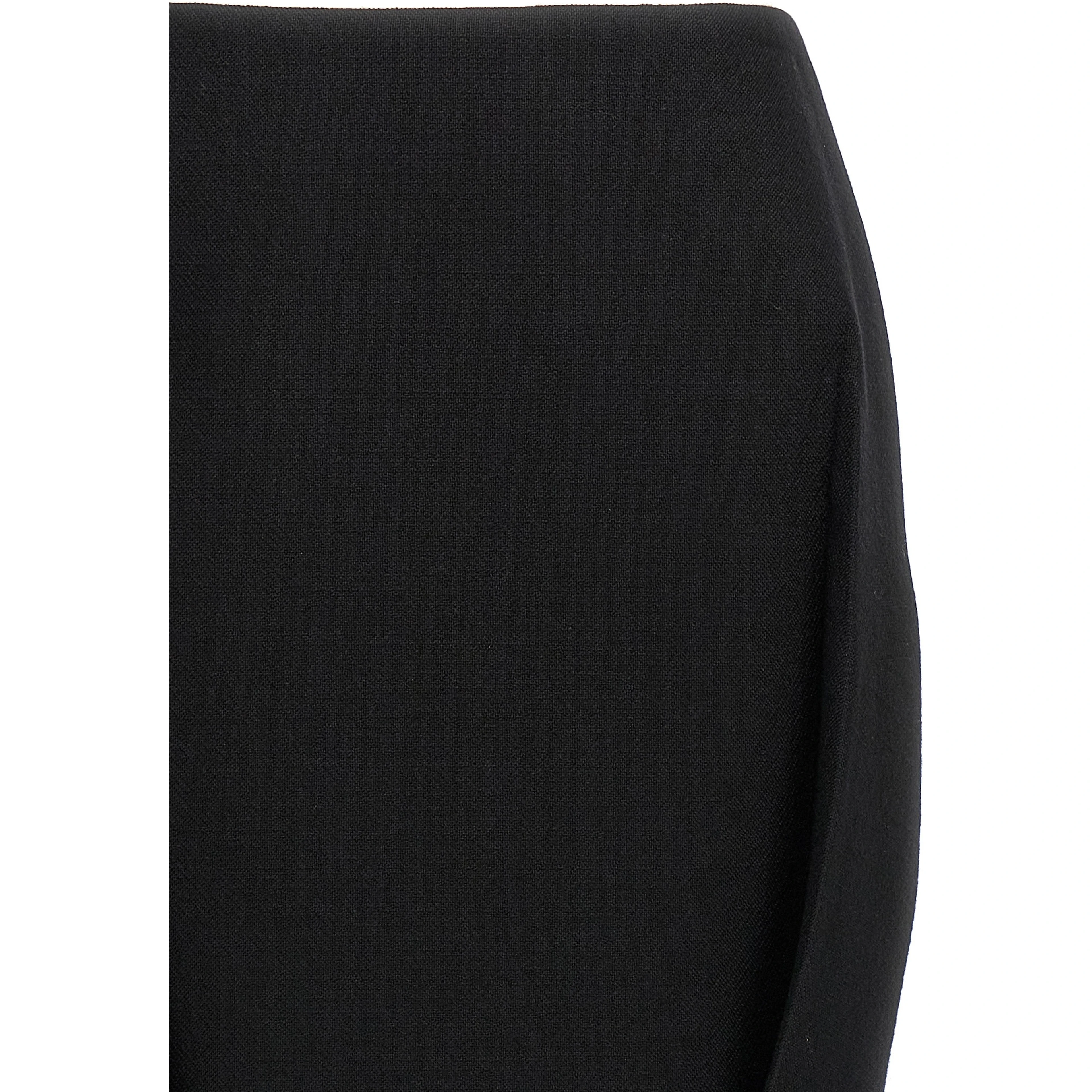 Black Virgin Wool Midi Skirt