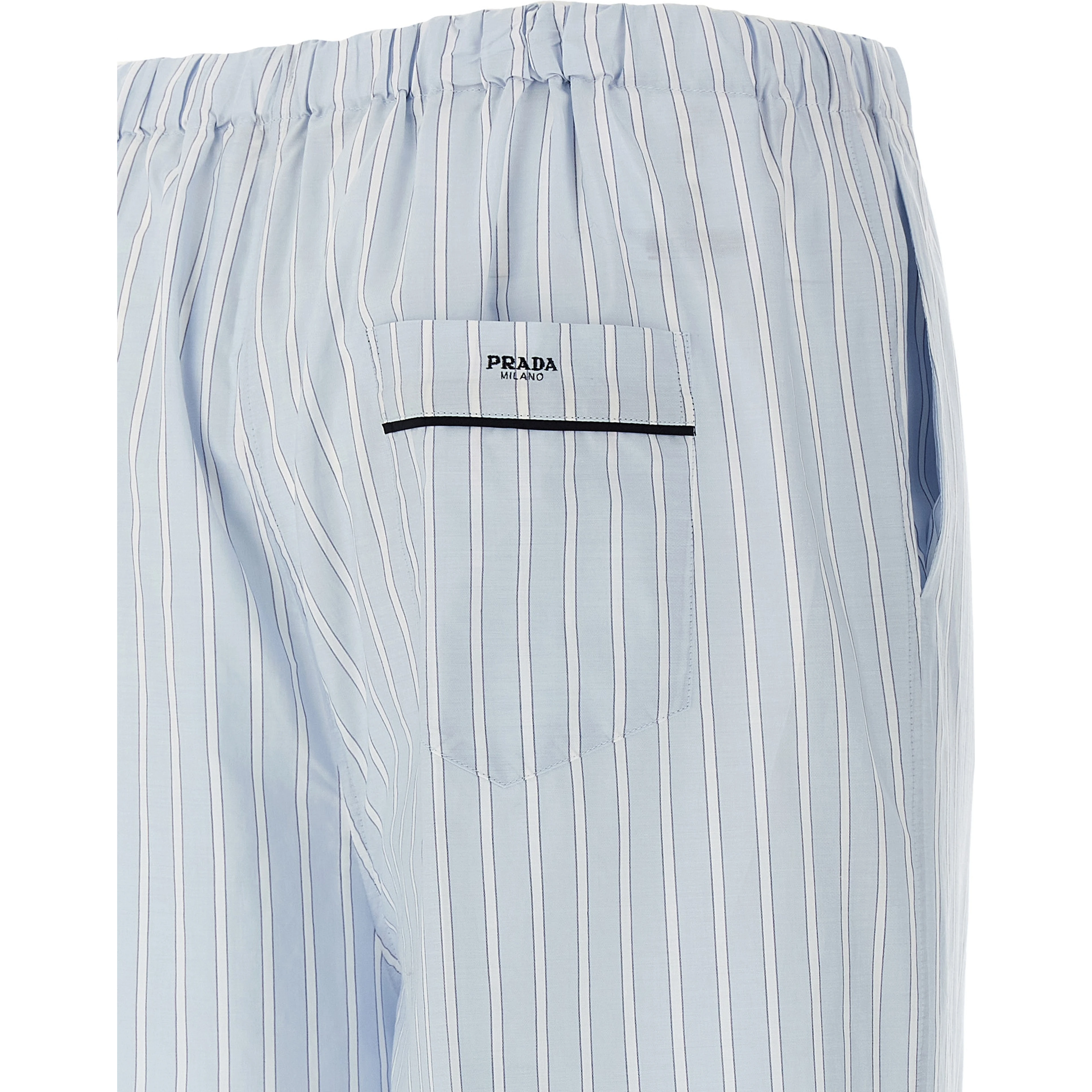 Blue Cotton Casual Pants