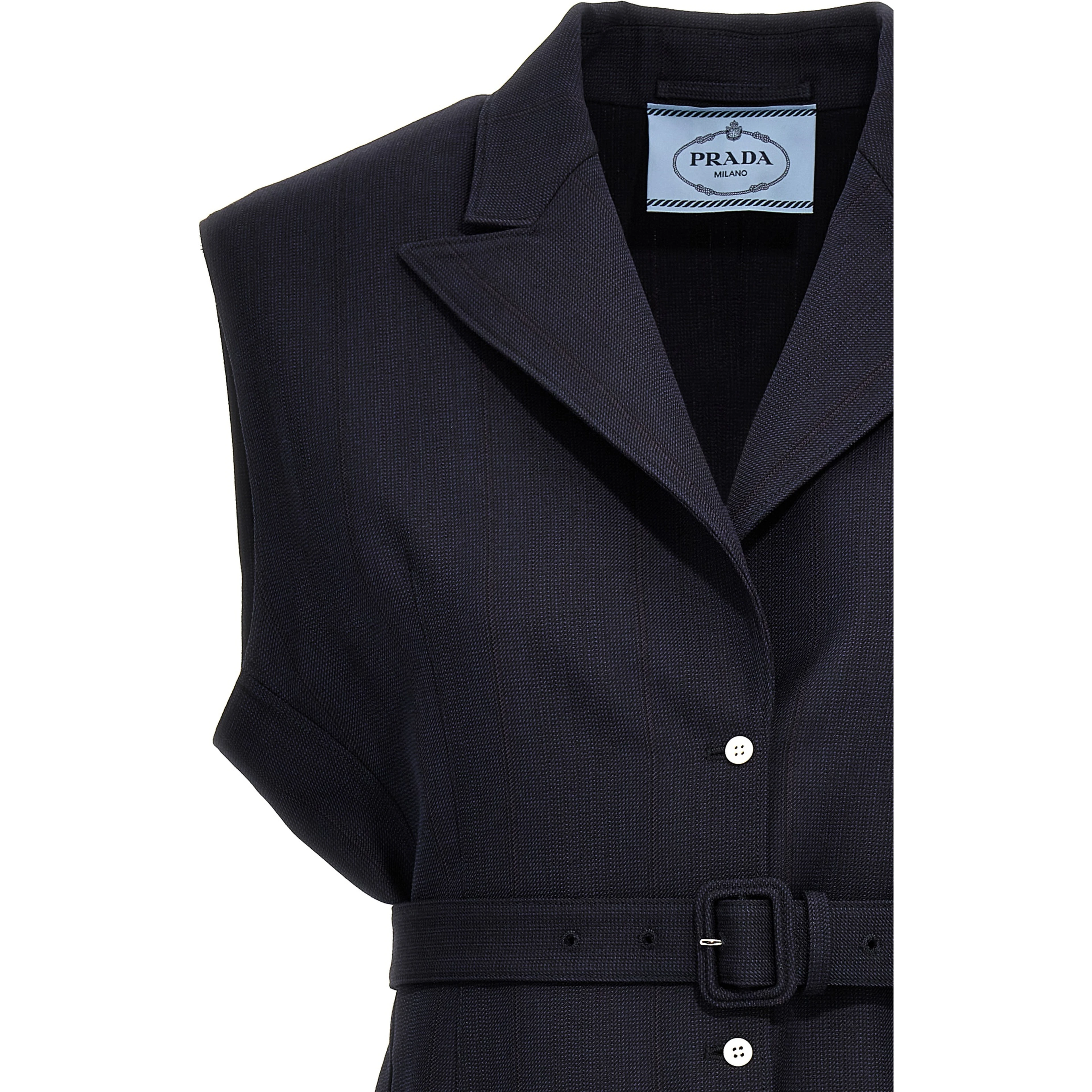 Blue Virgin Wool Sleeveless Jacket