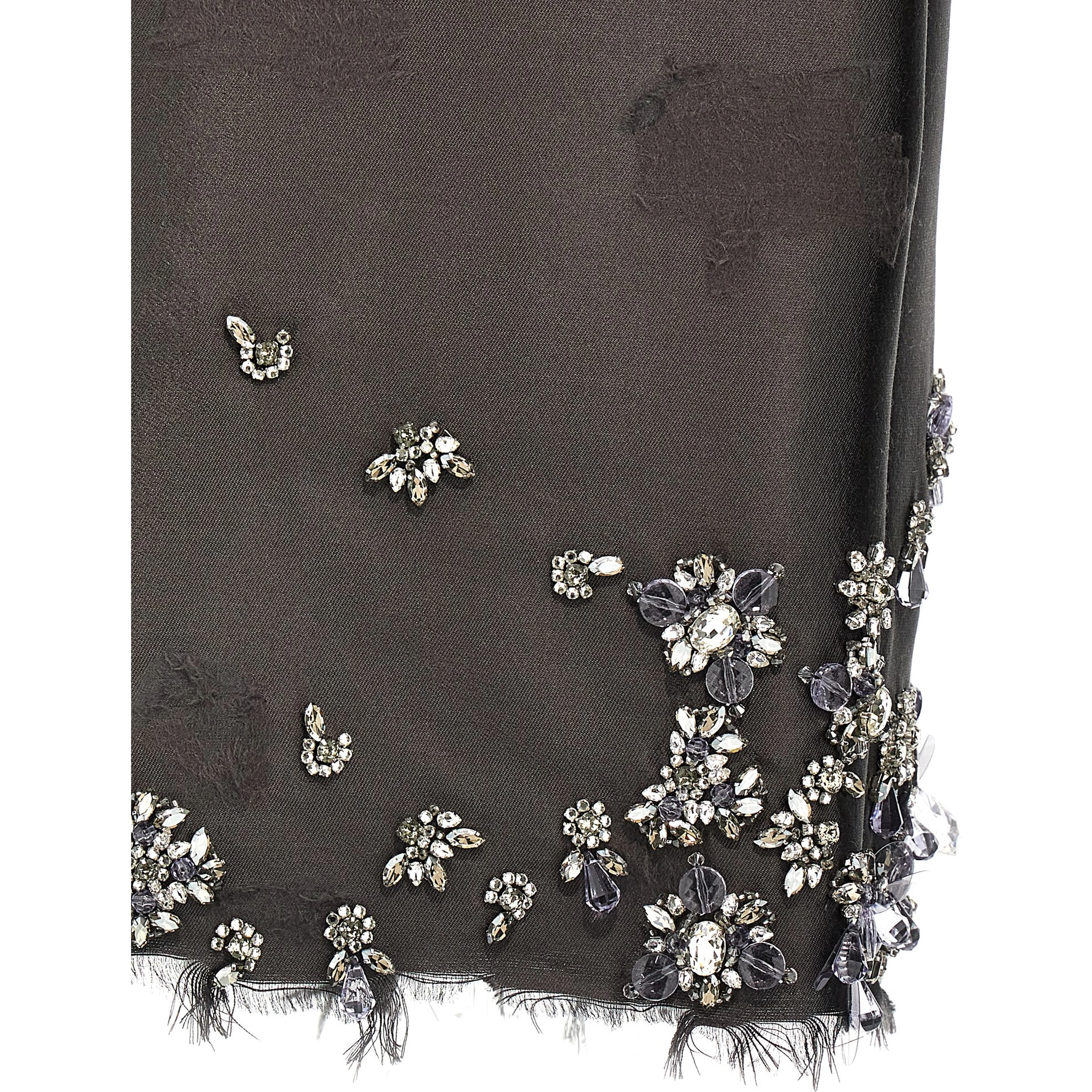 Gray Silk Midi Skirt