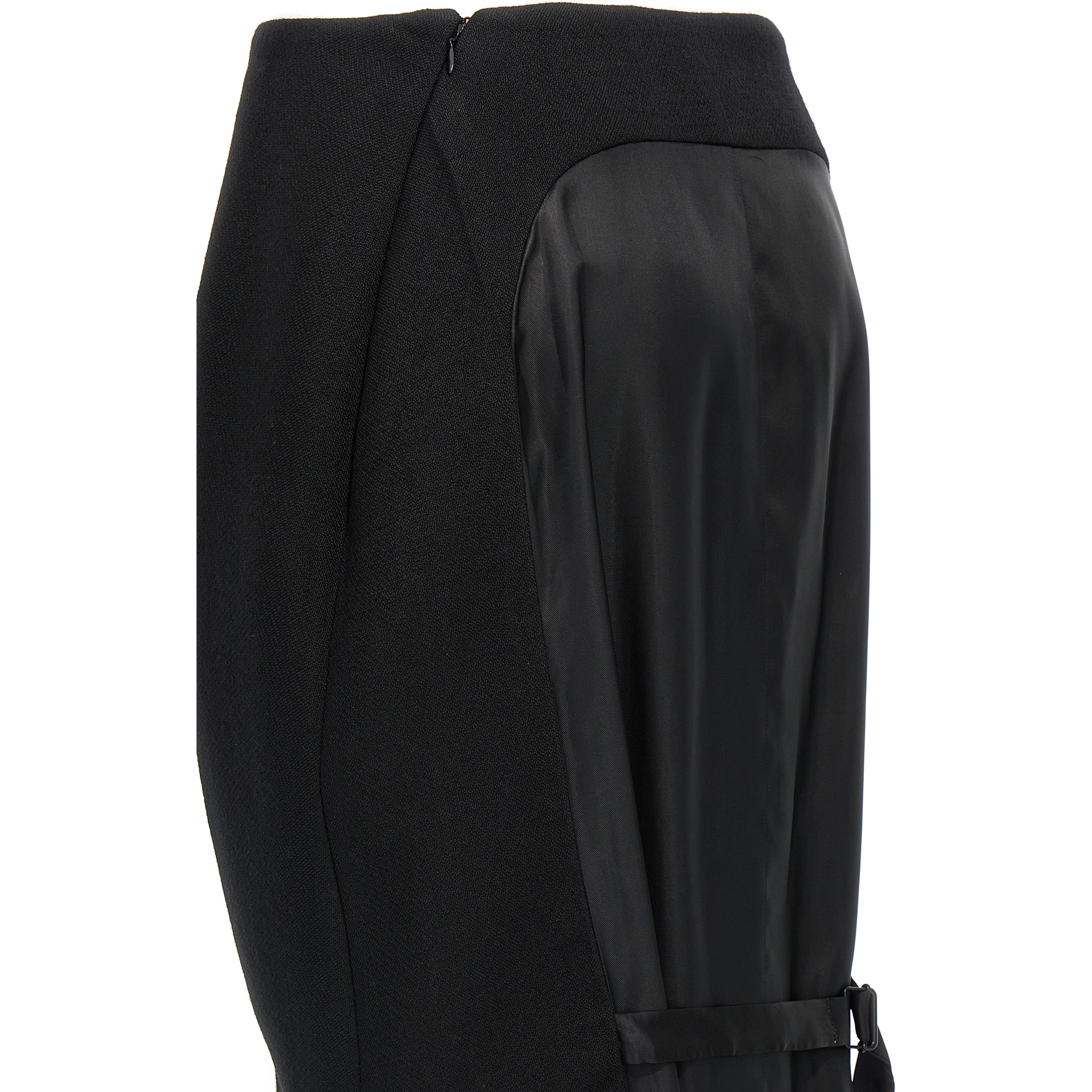 Black Virgin Wool Midi Skirt
