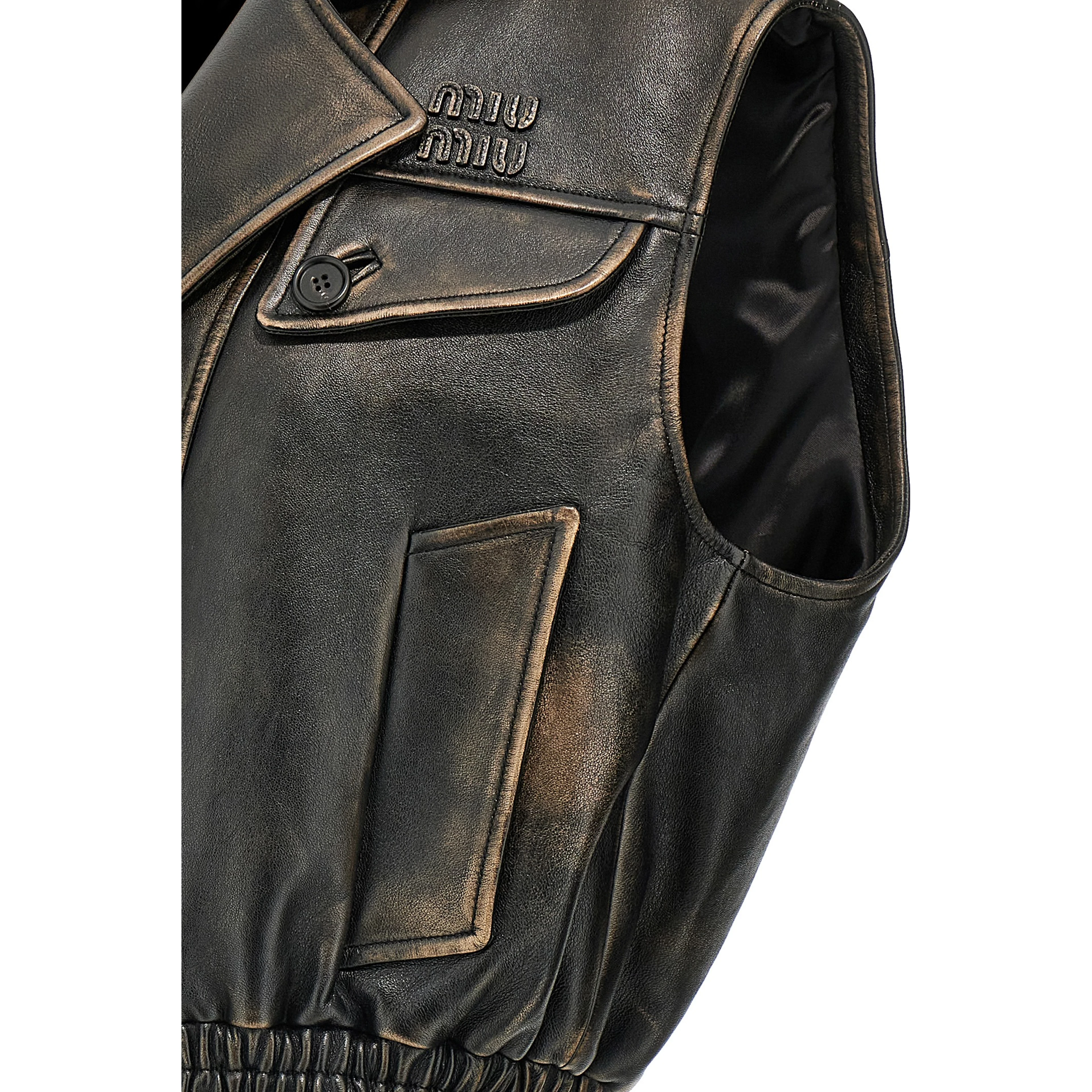 Brown Lamb Leather Sleeveless Jacket