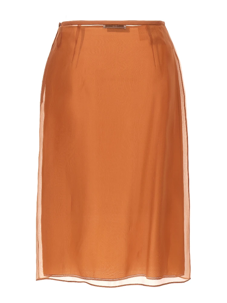 Brown Silk Midi Skirt alternative