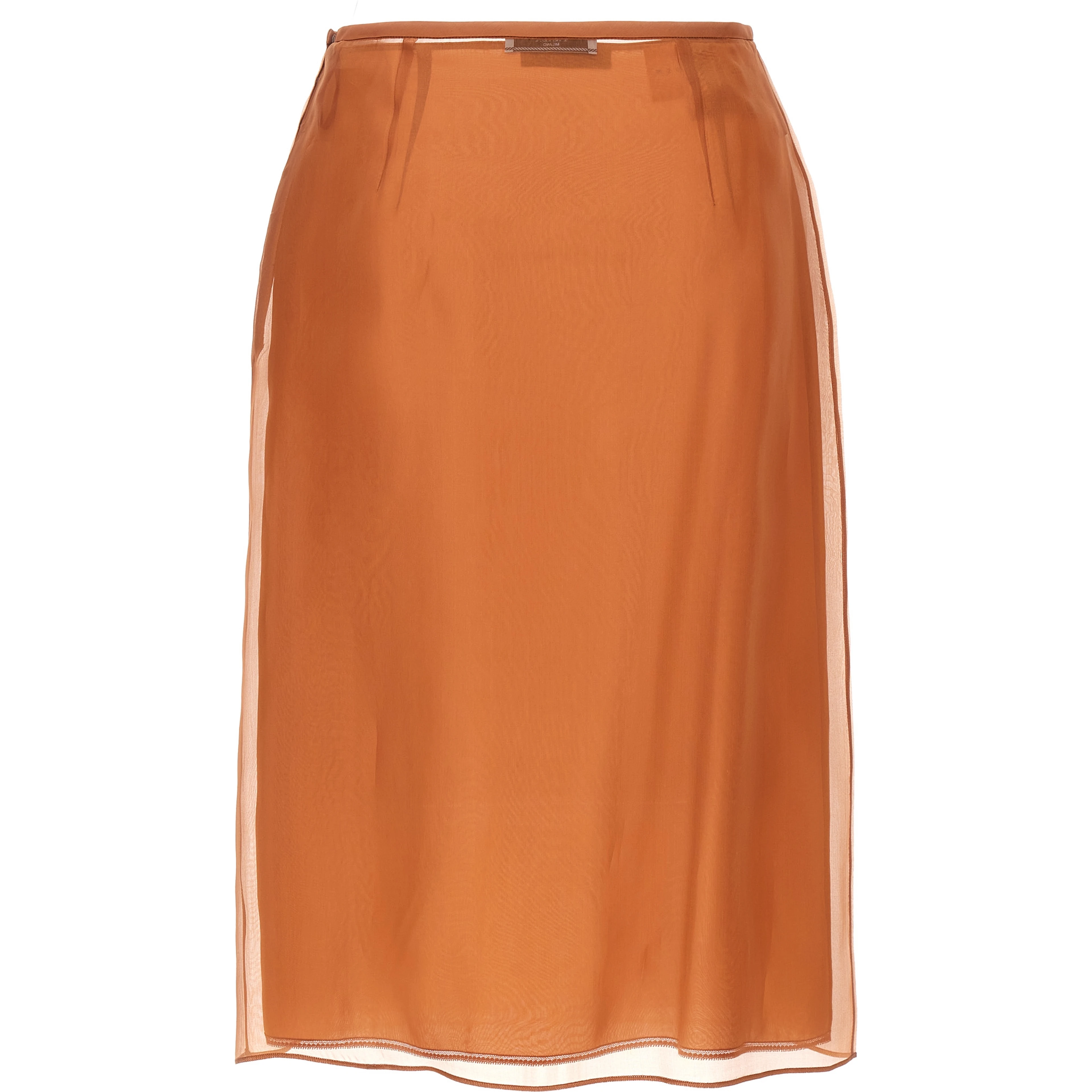 Brown Silk Midi Skirt
