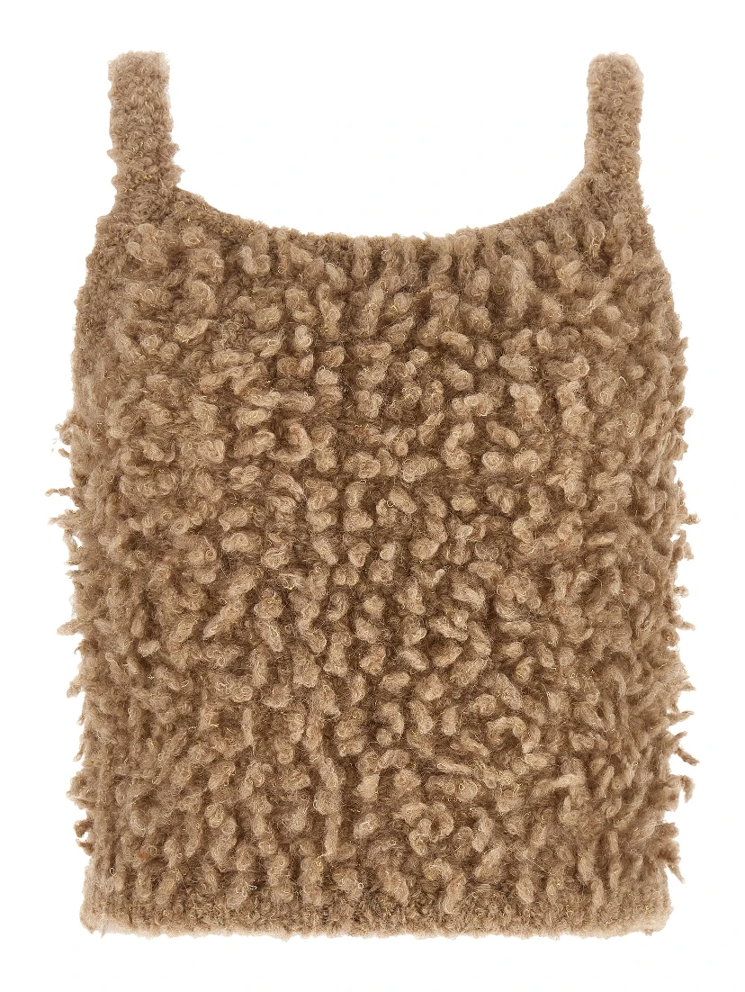 Beige Wool Sleeveles Sweater