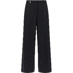 Blue Virgin Wool Casual Pants