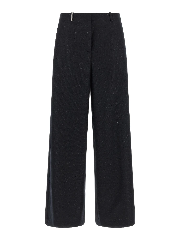 Blue Virgin Wool Casual Pants
