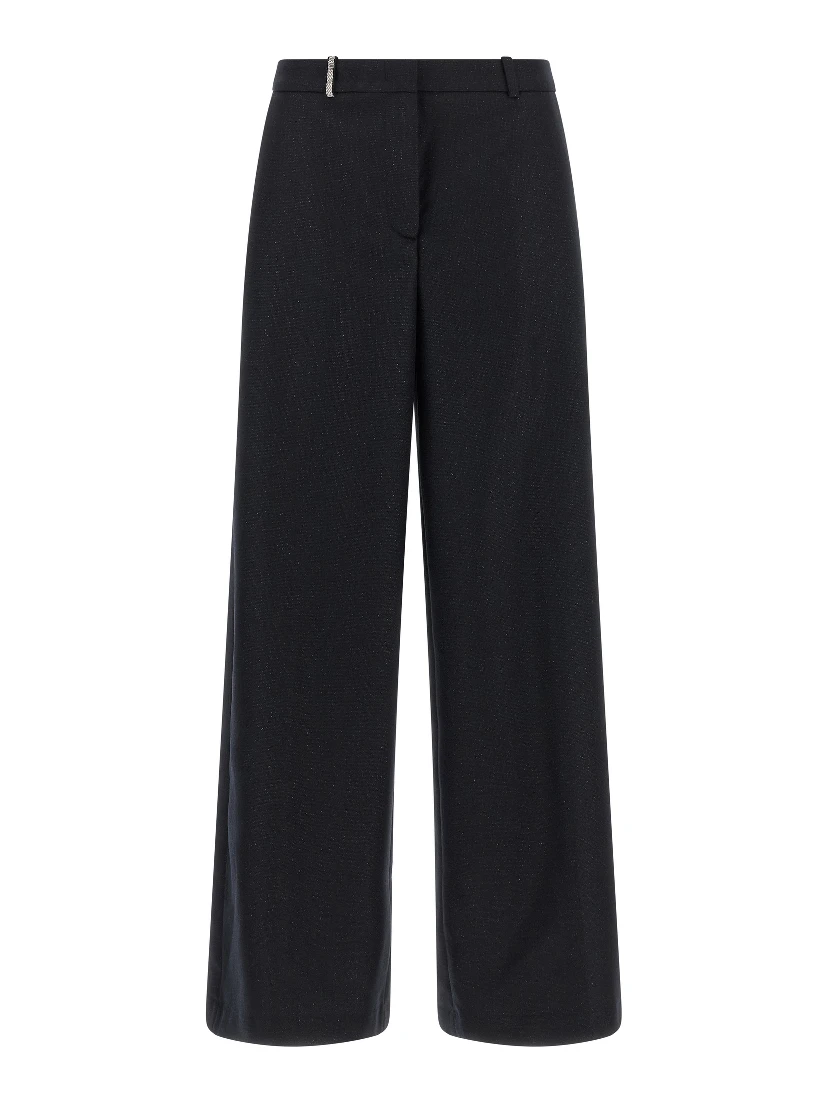 Blue Virgin Wool Casual Pants