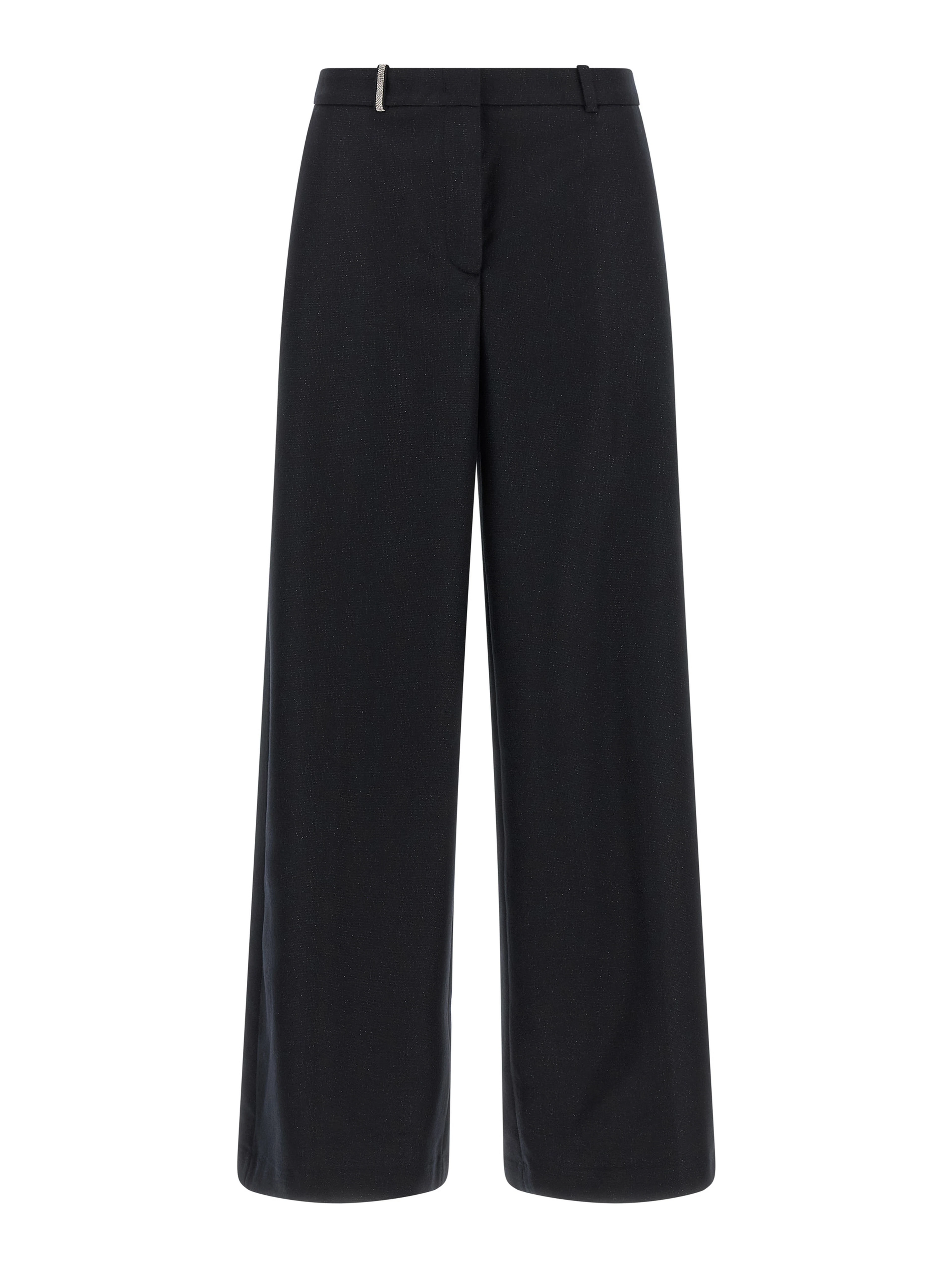 Blue Virgin Wool Casual Pants