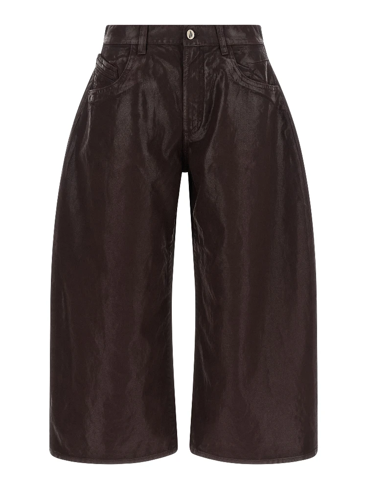 Purple Cotton Cropped Pants