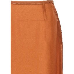 Brown Silk Midi Skirt