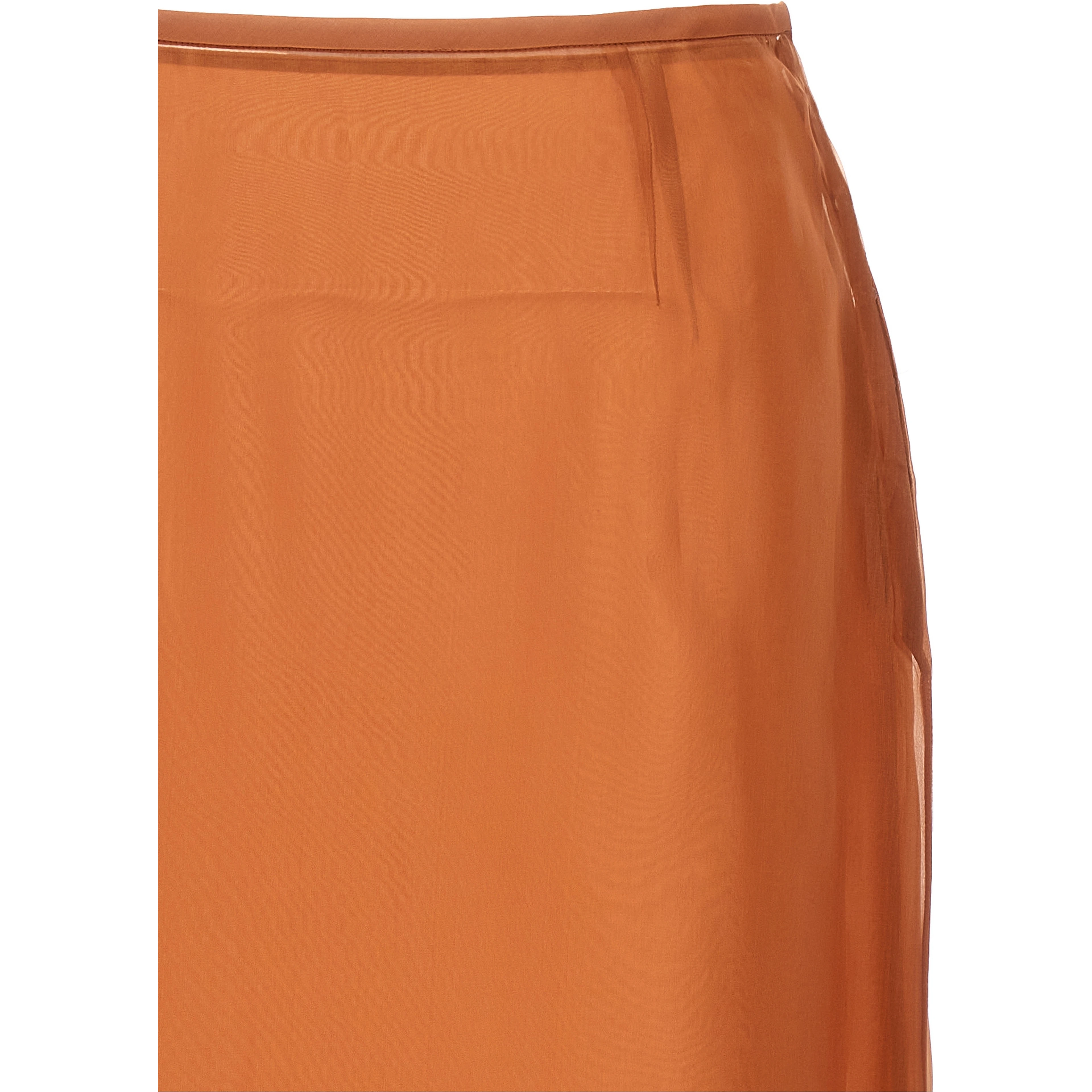 Brown Silk Midi Skirt