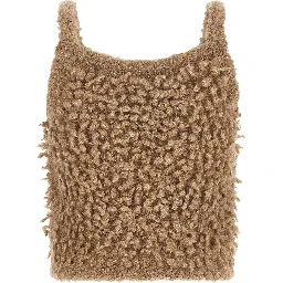Beige Wool Sleeveles Sweater
