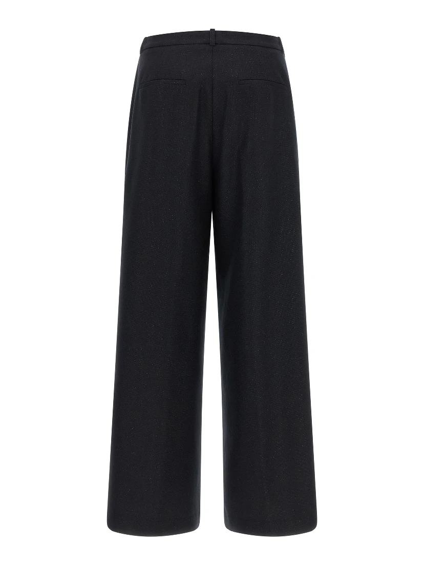 Blue Virgin Wool Casual Pants