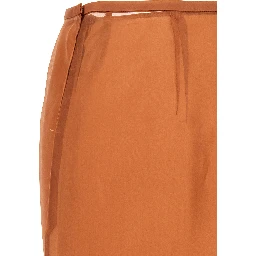 Brown Silk Midi Skirt