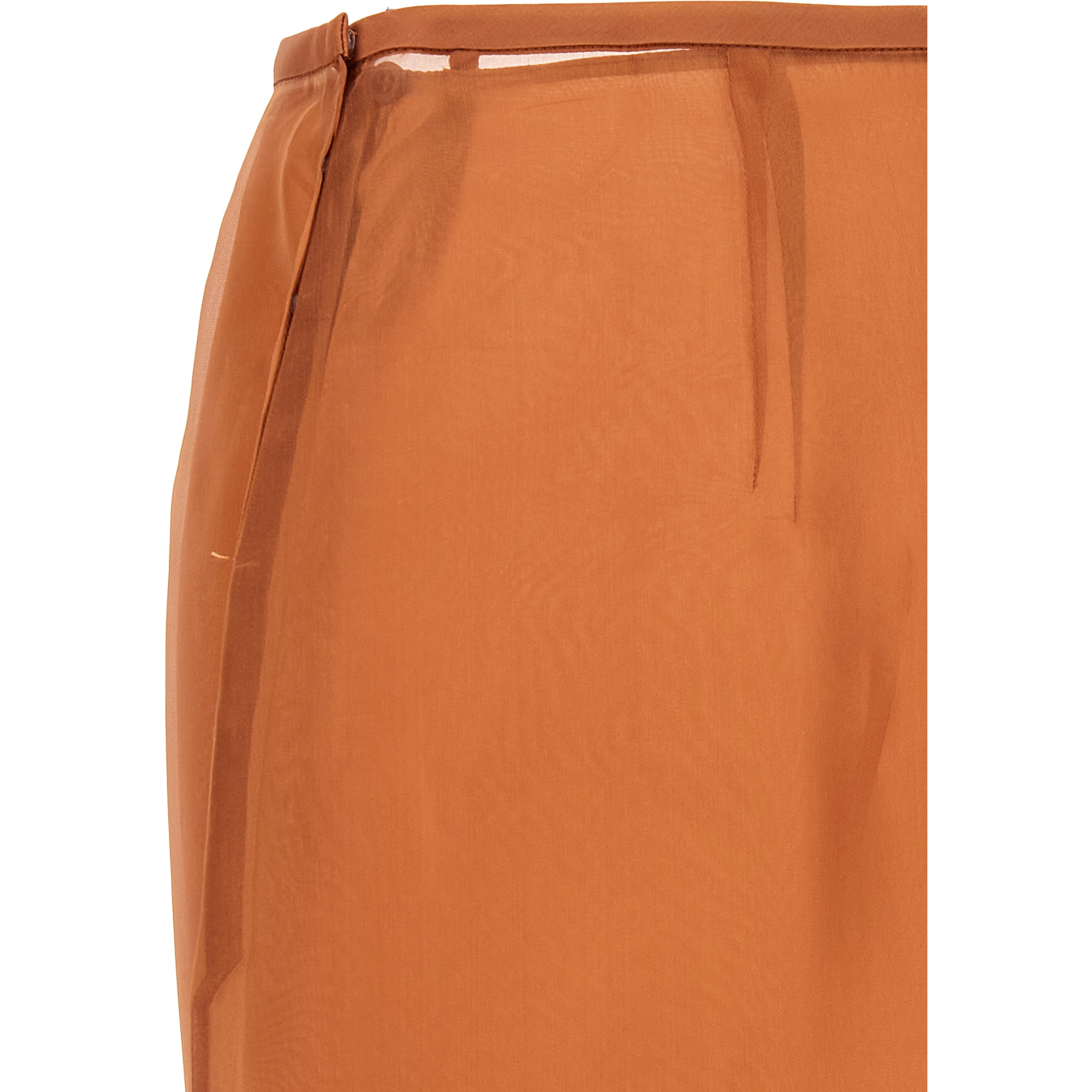 Brown Silk Midi Skirt