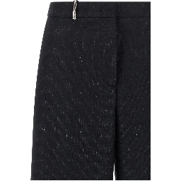 Blue Virgin Wool Casual Pants
