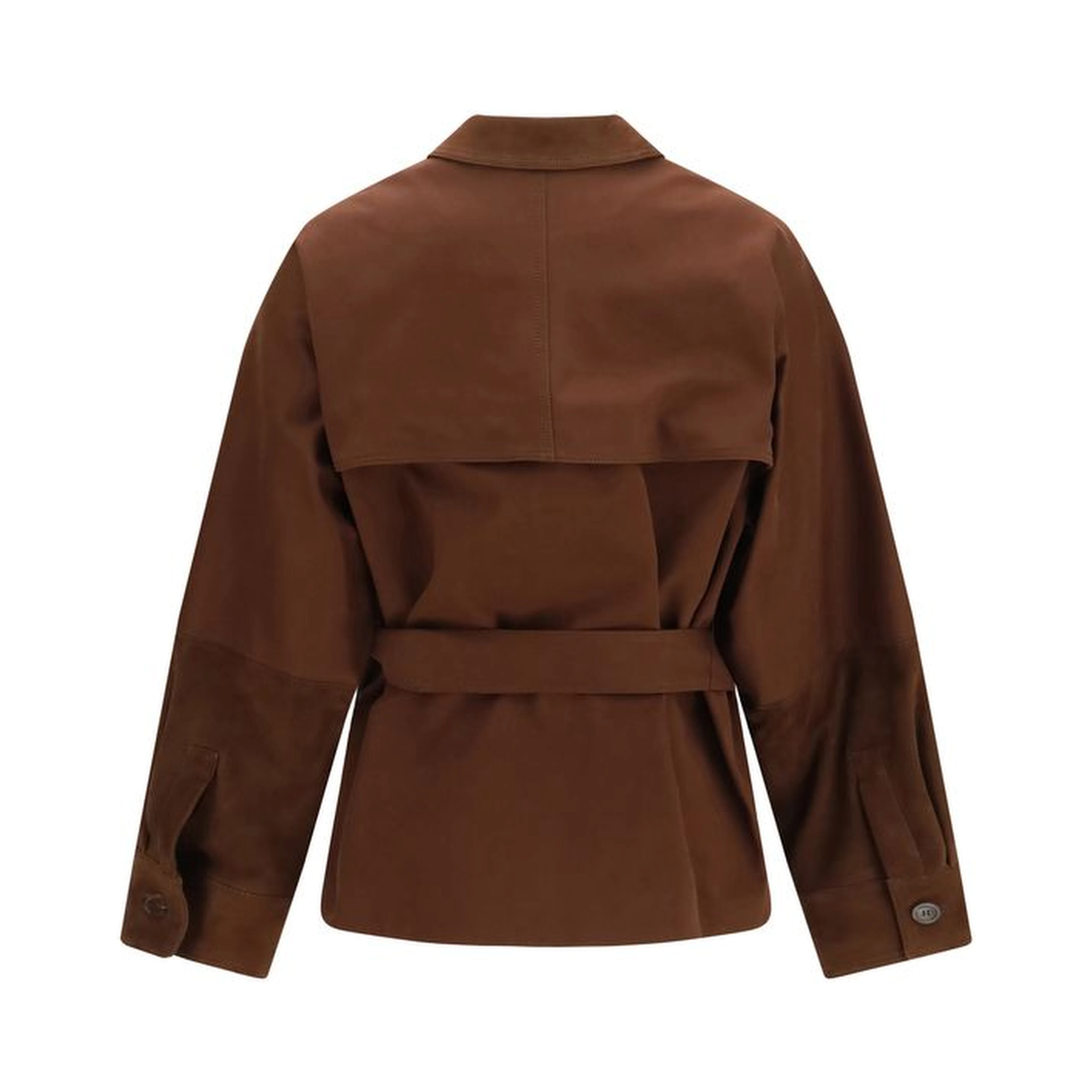 Brown Cotton Full-Length Jacket