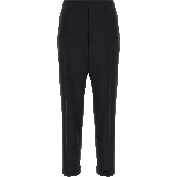 Black Polyester Cropped Pants