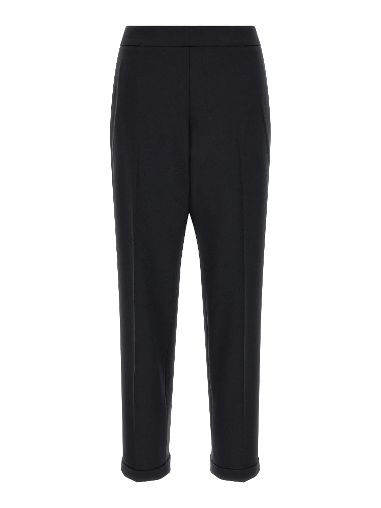 Black Polyester Cropped Pants