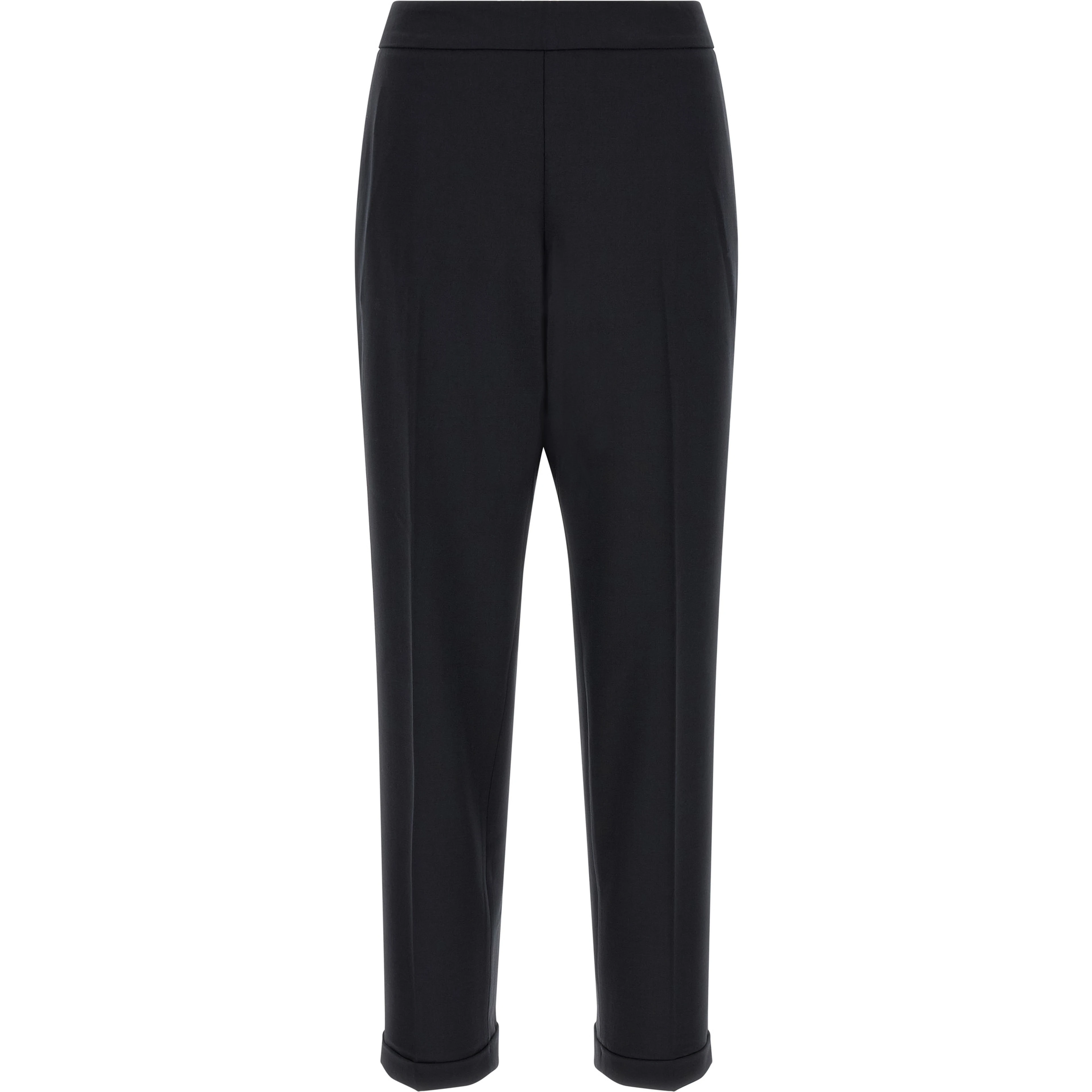 Black Polyester Cropped Pants
