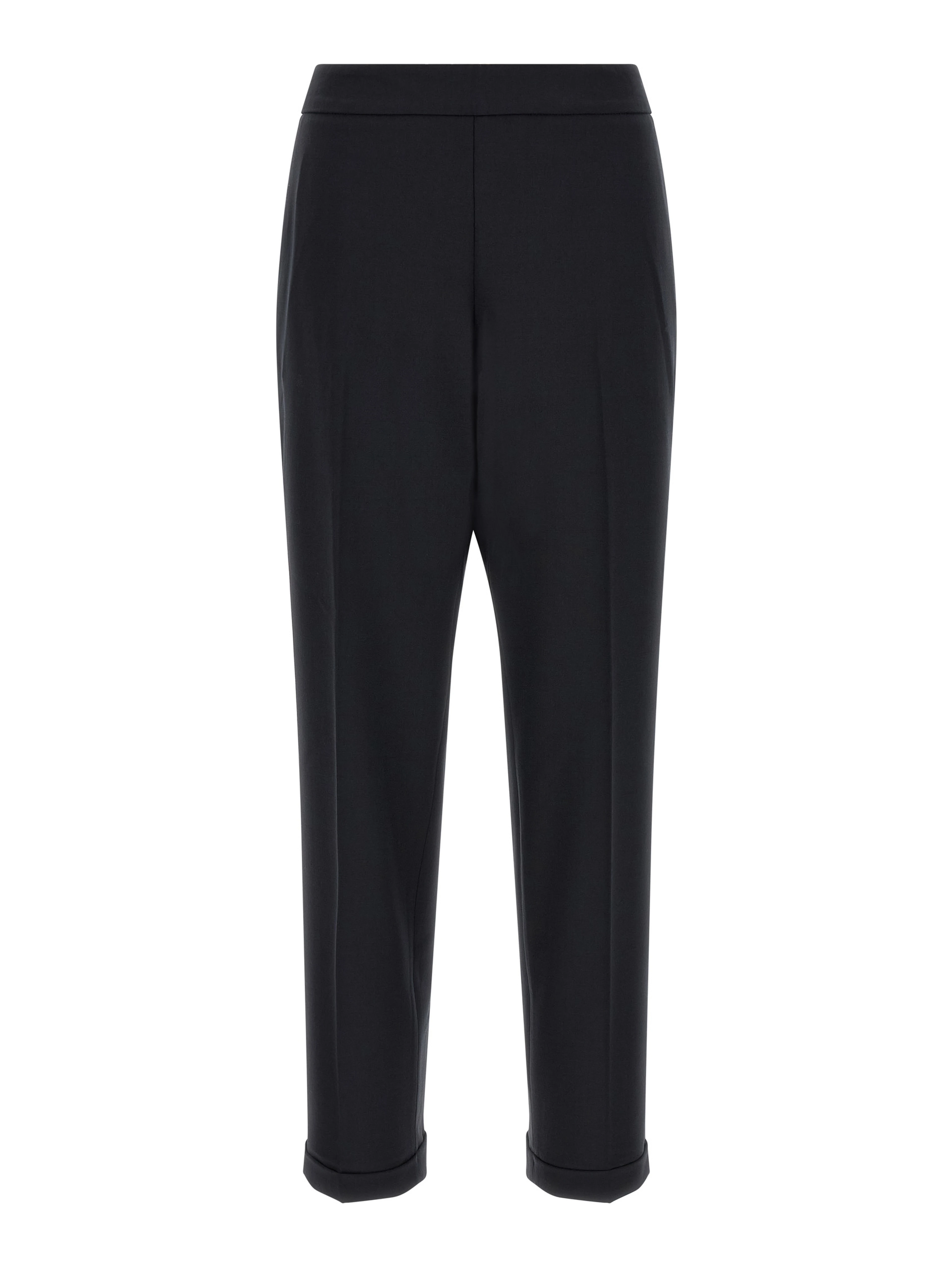Black Polyester Cropped Pants
