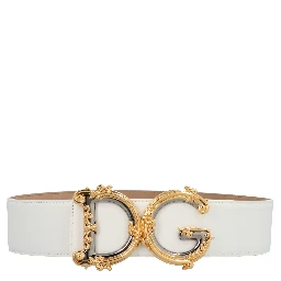 White Calfskin High-Waist Belt