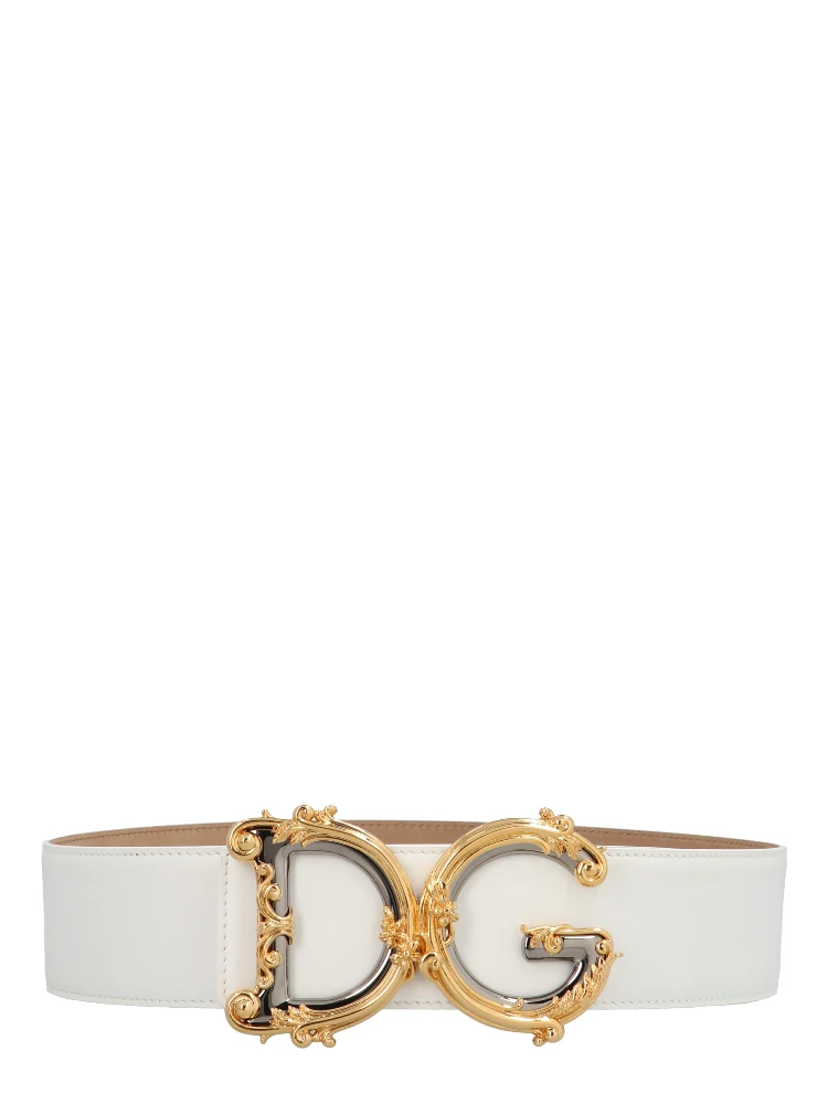 White Calfskin High-Waist Belt