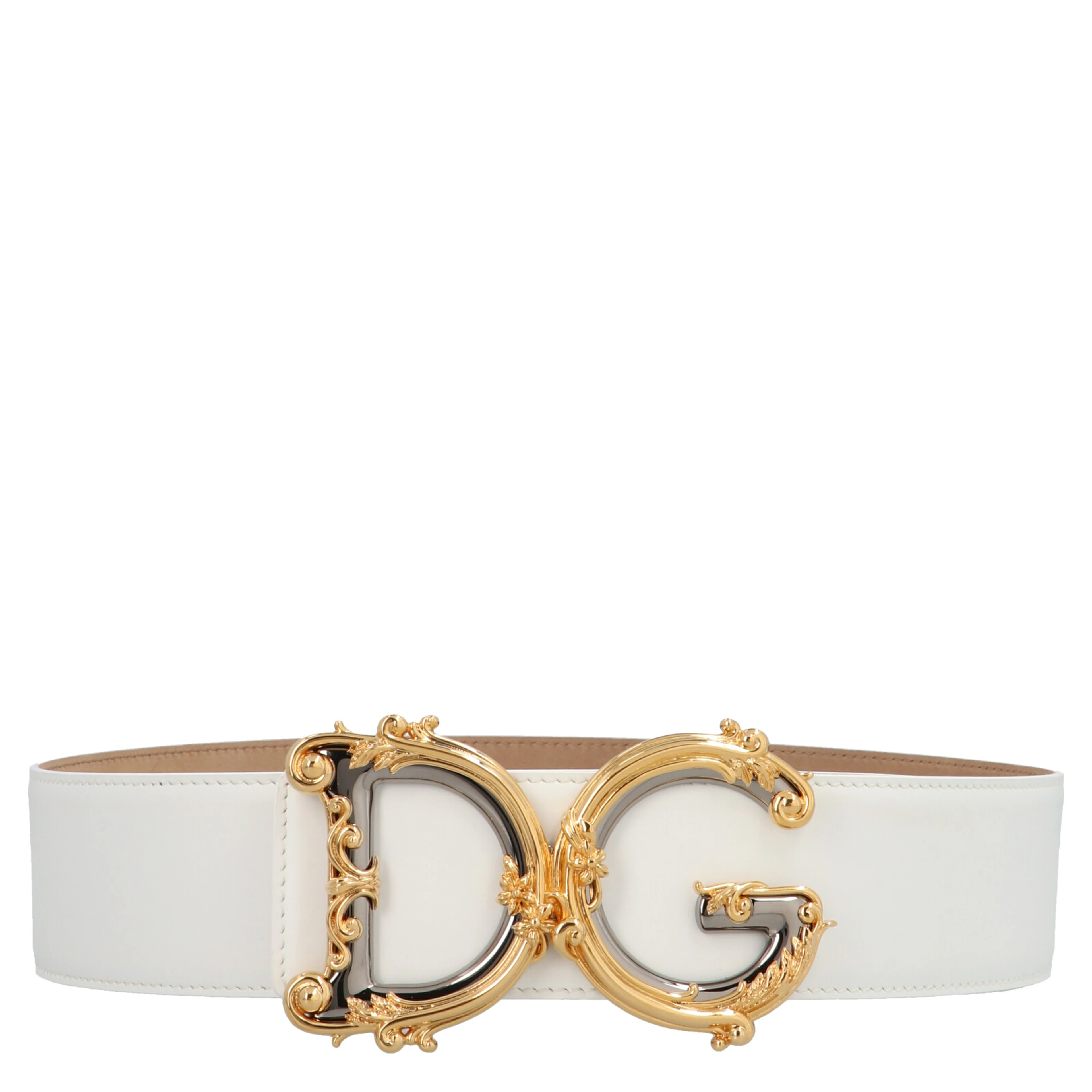 White Calfskin High-Waist Belt